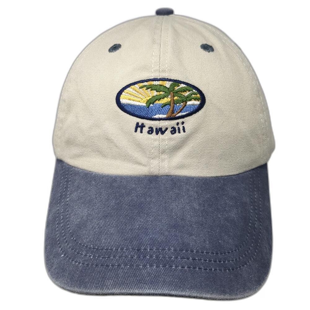 Ouray Hawaii Palm Tree Embroidered Baseball Cap Beige Blue One Size Hat Souvenir